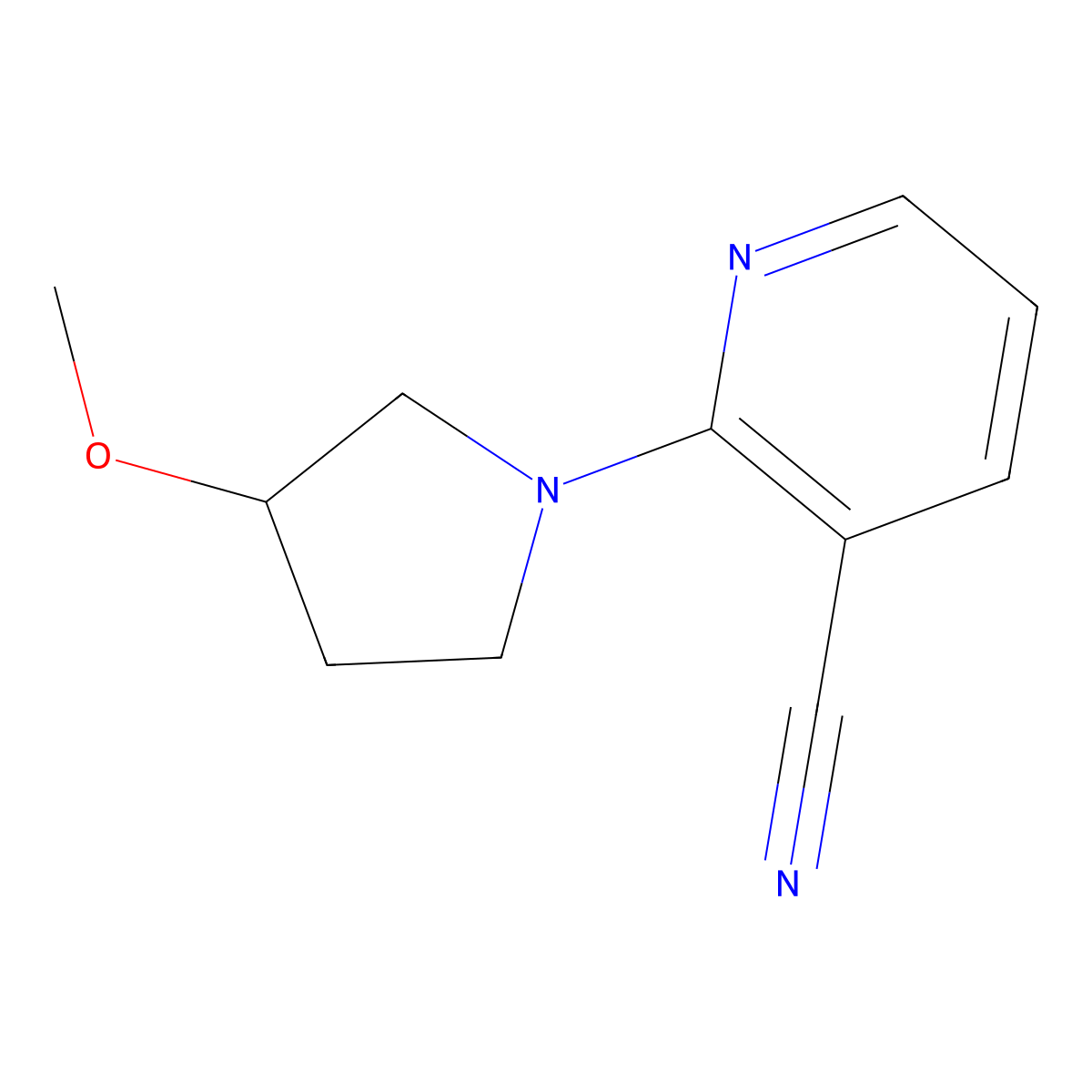 2-(3-Methoxypyrrolidin-1-yl)pyridine-3-carbonitrile molecular structure, CAS 1871921-02-6