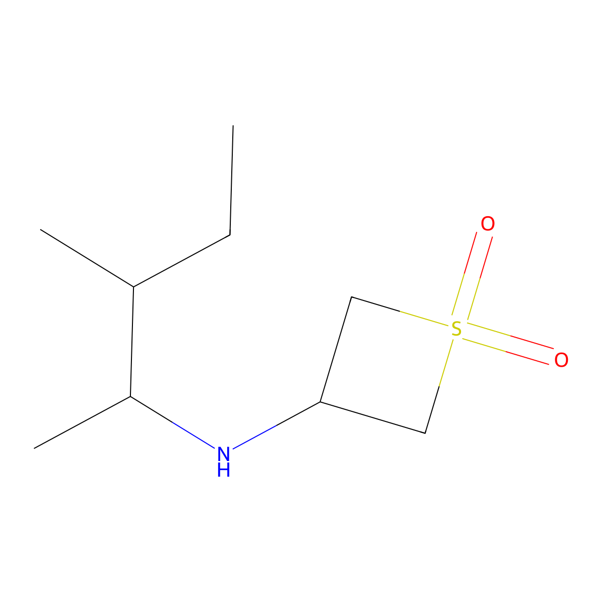 3-((3-Methylpentan-2-yl)amino)thietane 1,1-dioxide molecular structure, CAS 1871968-10-3