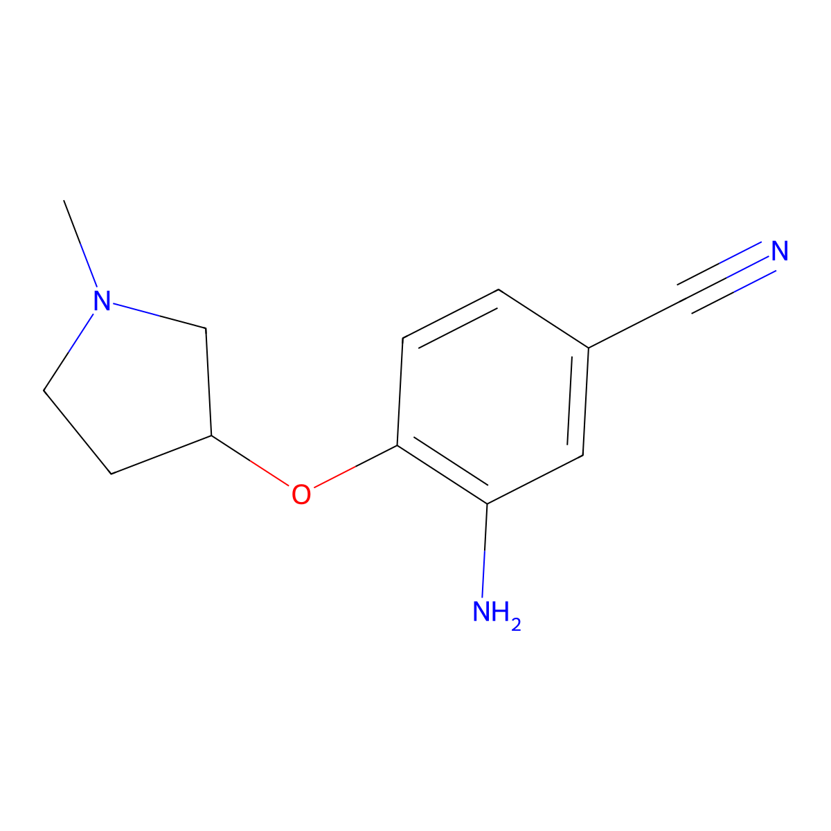 3-Amino-4-((1-methylpyrrolidin-3-YL)oxy)benzonitrile molecular structure, CAS 1871970-37-4