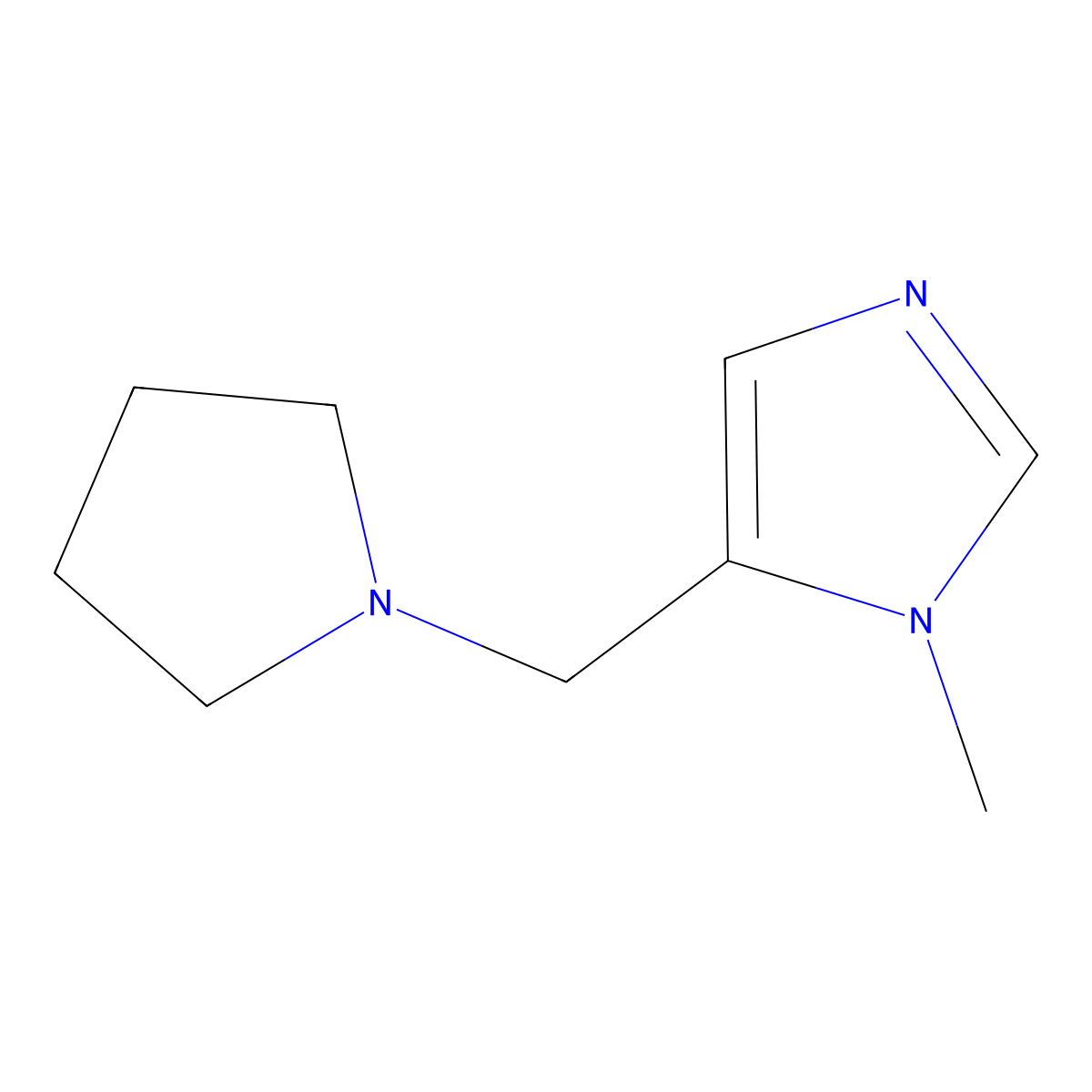 1-methyl-5-[(pyrrolidin-1-yl)methyl]-1H-imidazole molecular structure, CAS 1871997-84-0