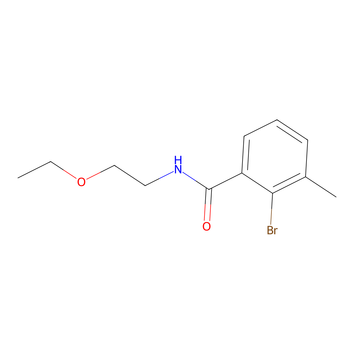2-Bromo-N-(2-ethoxyethyl)-3-methylbenzamide molecular structure, CAS 1872097-34-1