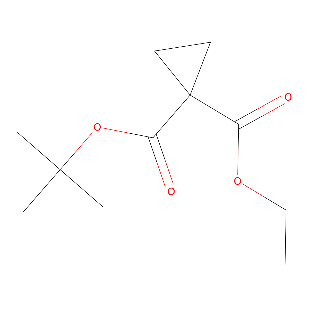 1-Tert-butyl 1-ethyl cyclopropane-1,1-dicarboxylate molecular structure, CAS 18721-65-8