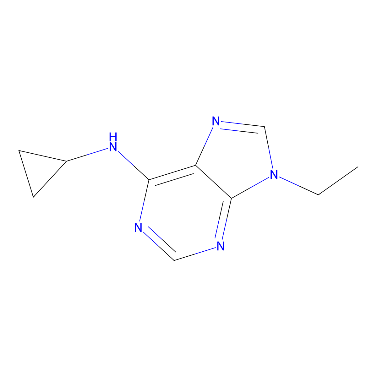 N-cyclopropyl-9-ethyl-9H-purin-6-amine molecular structure, CAS 1872124-04-3