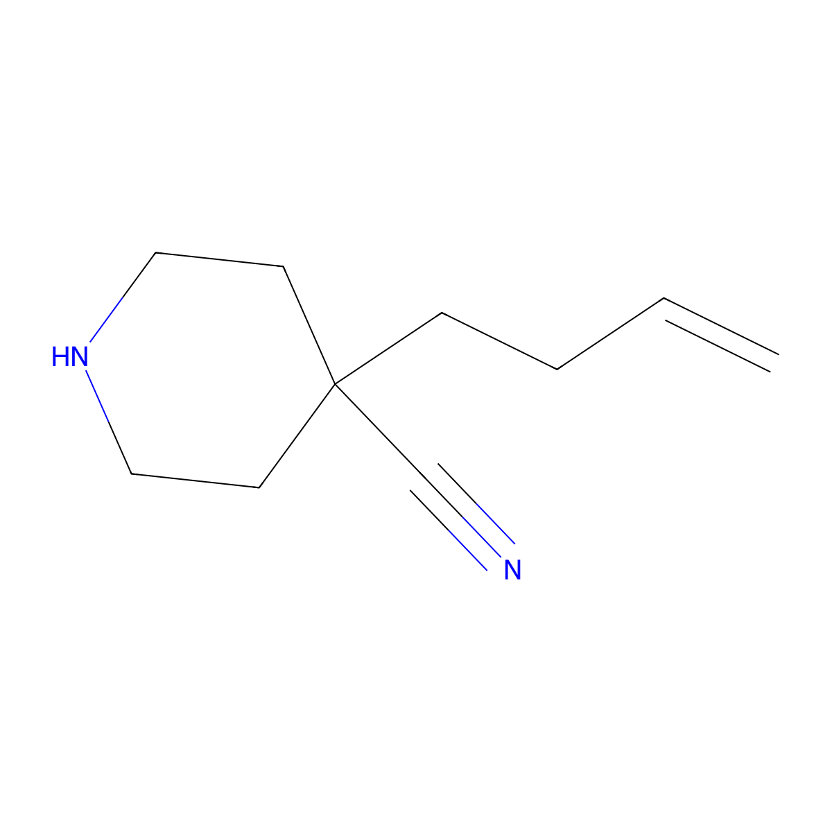 4-(But-3-en-1-yl)piperidine-4-carbonitrile molecular structure, CAS 1872157-11-3