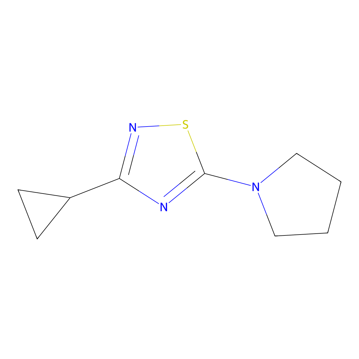 3-Cyclopropyl-5-(pyrrolidin-1-yl)-1,2,4-thiadiazole molecular structure, CAS 1872167-73-1