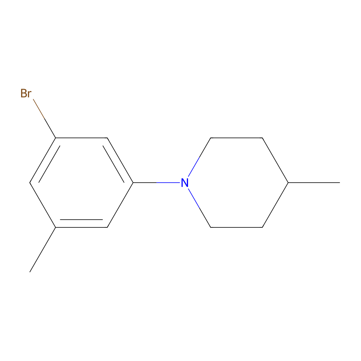 1-(3-Bromo-5-methylphenyl)-4-methylpiperidine molecular structure, CAS 1872188-73-2