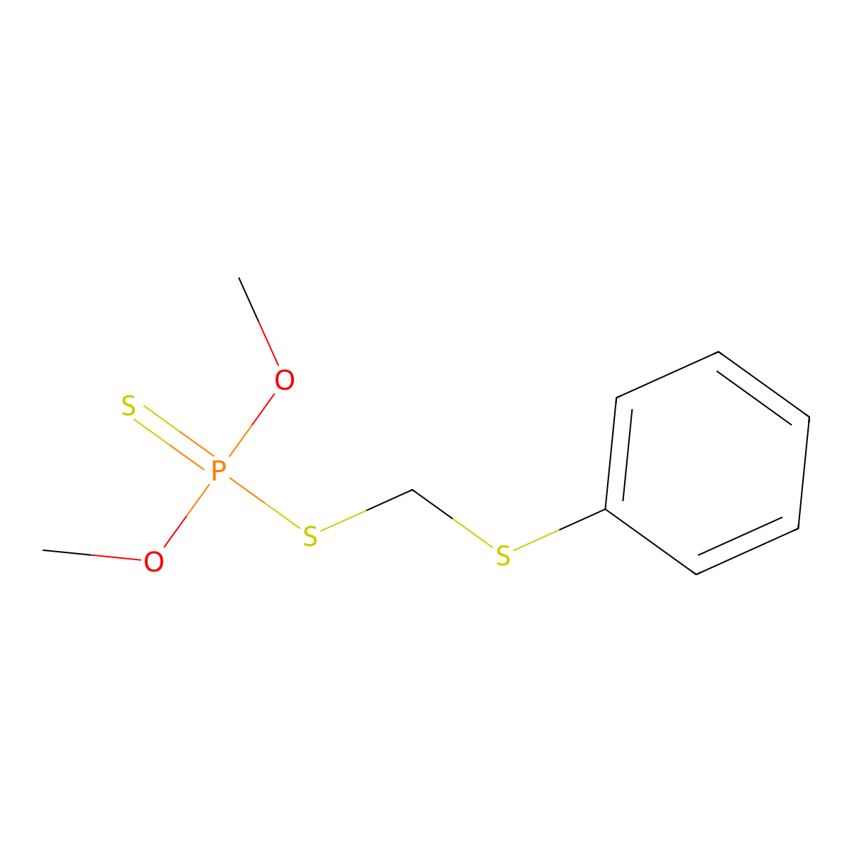 Phosphorodithioic acid, O,O-dimethyl S-((phenylthio)-methyl) ester molecular structure, CAS 18722-80-0