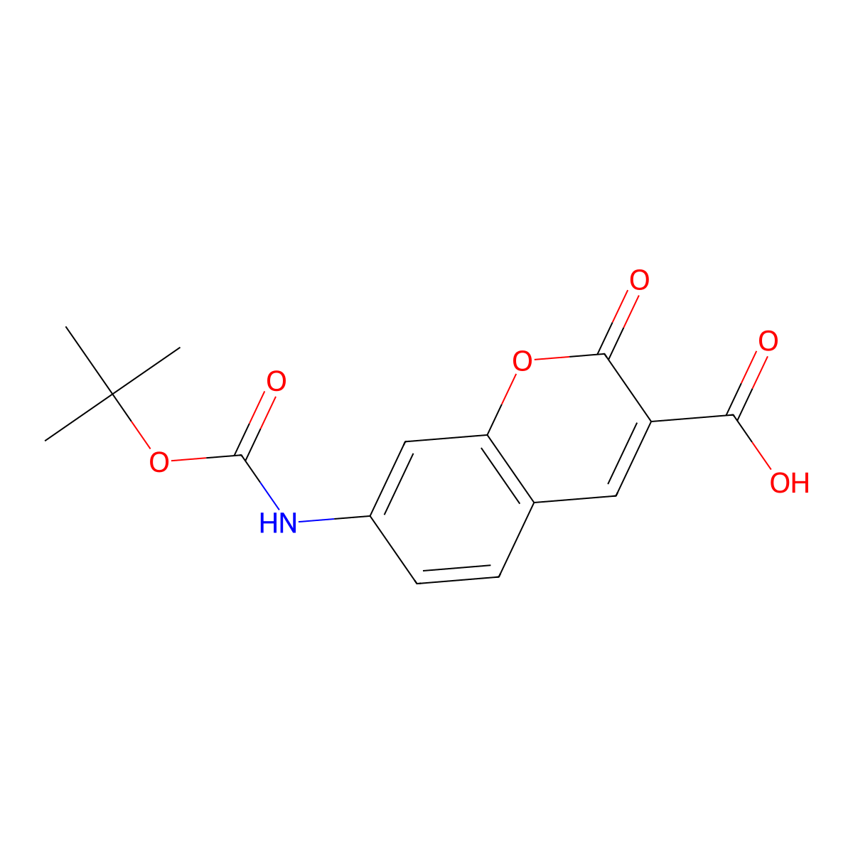 7-(Tert-butoxycarbonylamino)-2-oxo-chromene-3-carboxylic acid molecular structure, CAS 1872220-16-0