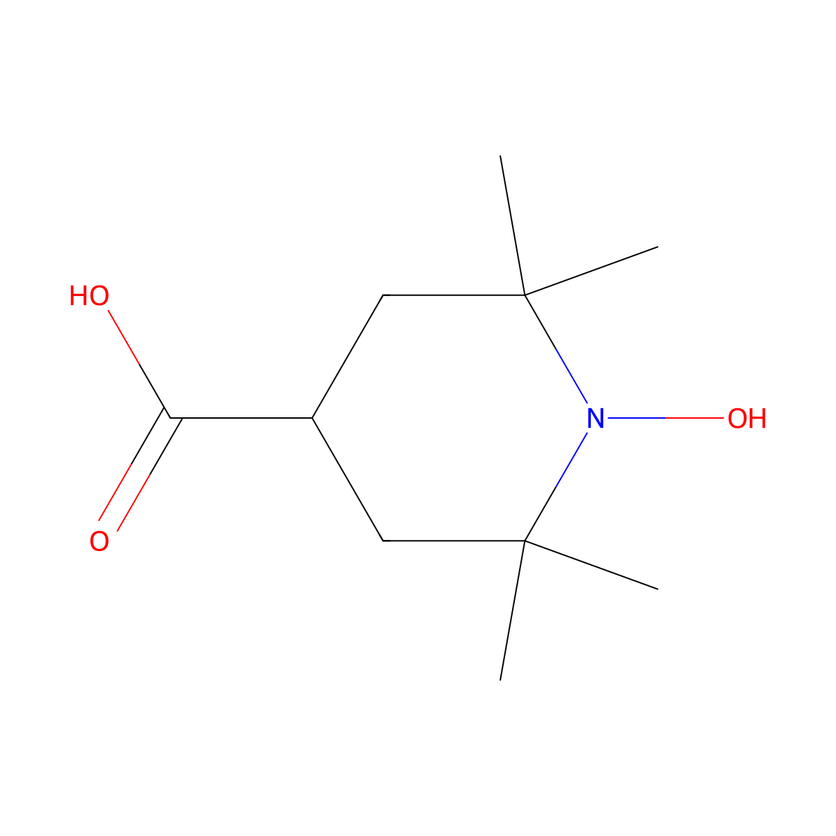 1-Hydroxy-2,2,6,6-tetramethylpiperidine-4-carboxylic acid molecular structure, CAS 187225-51-0
