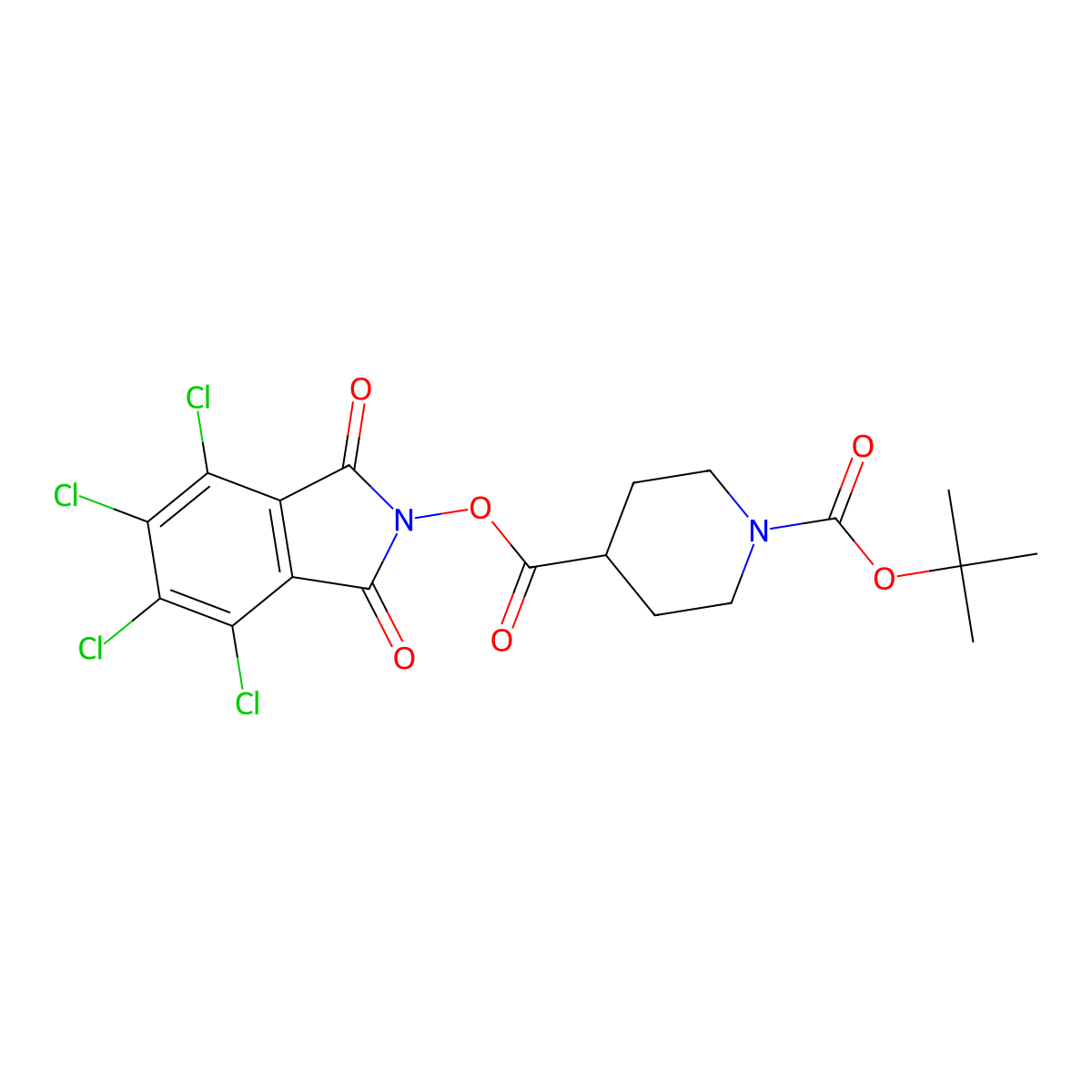 1-tert-butyl 4-(4,5,6,7-tetrachloro-1,3-dioxo-2,3-dihydro-1H-isoindol-2-yl) piperidine-1,4-dicarboxylate molecular structure, CAS 1872262-71-9