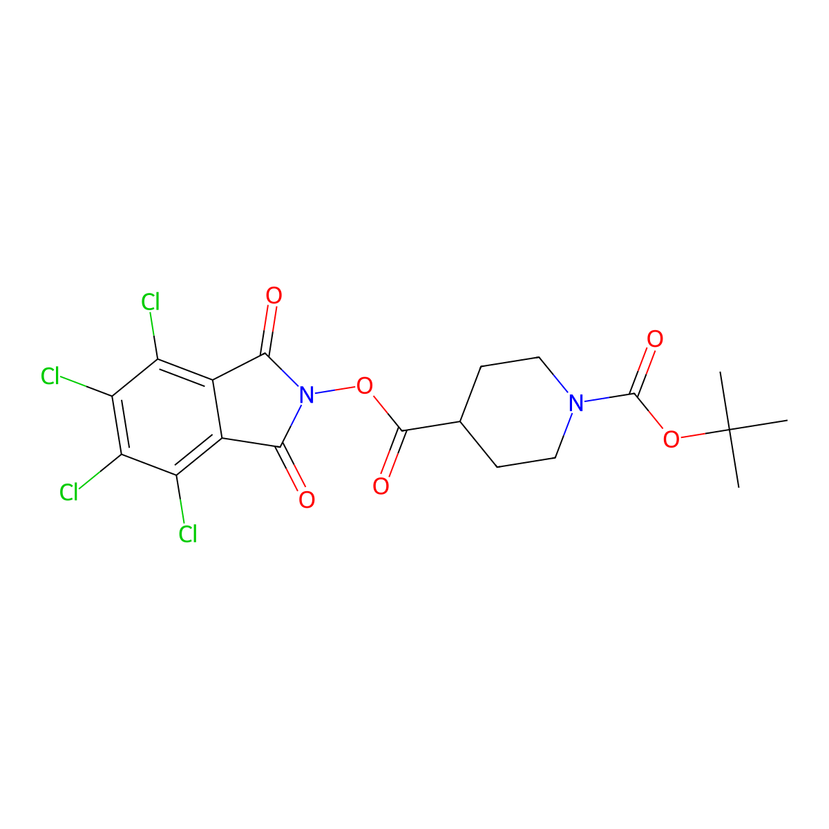 1-tert-butyl 4-(4,5,6,7-tetrachloro-1,3-dioxo-2,3-dihydro-1H-isoindol-2-yl) piperidine-1,4-dicarboxylate molecular structure, CAS 1872262-71-9