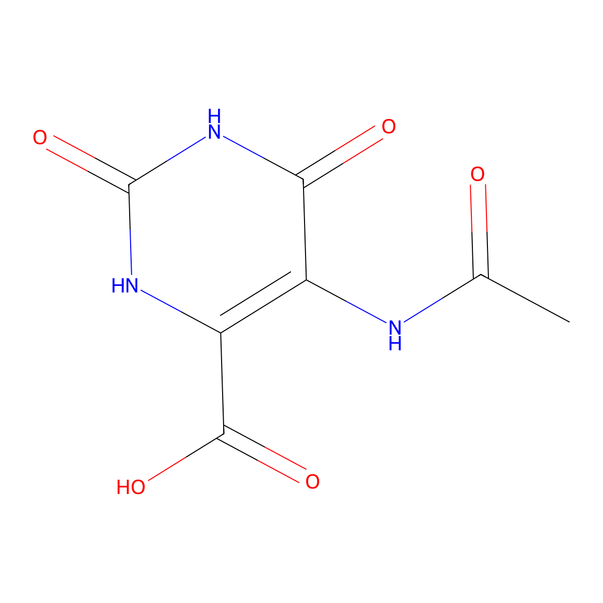 5-Acetamido-2,6-dioxo-1,2,3,6-tetrahydropyrimidine-4-carboxylic acid molecular structure, CAS 187232-27-5