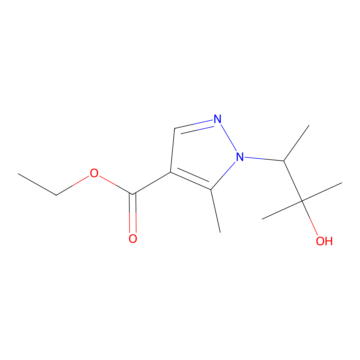 Ethyl 1-(3-hydroxy-3-methylbutan-2-yl)-5-methyl-1H-pyrazole-4-carboxylate molecular structure, CAS 1872340-67-4