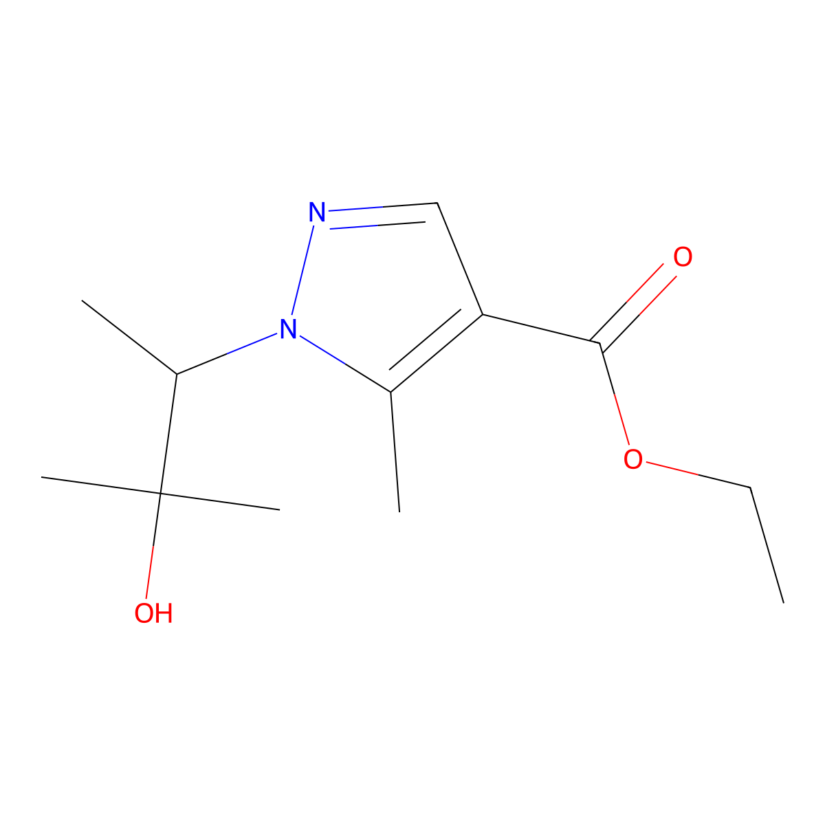 Ethyl 1-(3-hydroxy-3-methylbutan-2-yl)-5-methyl-1H-pyrazole-4-carboxylate molecular structure, CAS 1872340-67-4