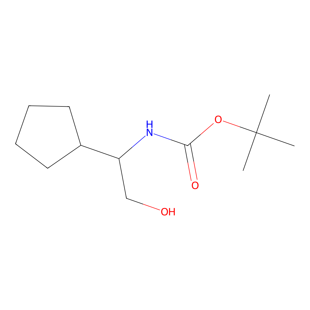 tert-butyl N-(1-cyclopentyl-2-hydroxyethyl)carbamate molecular structure, CAS 1872345-38-4