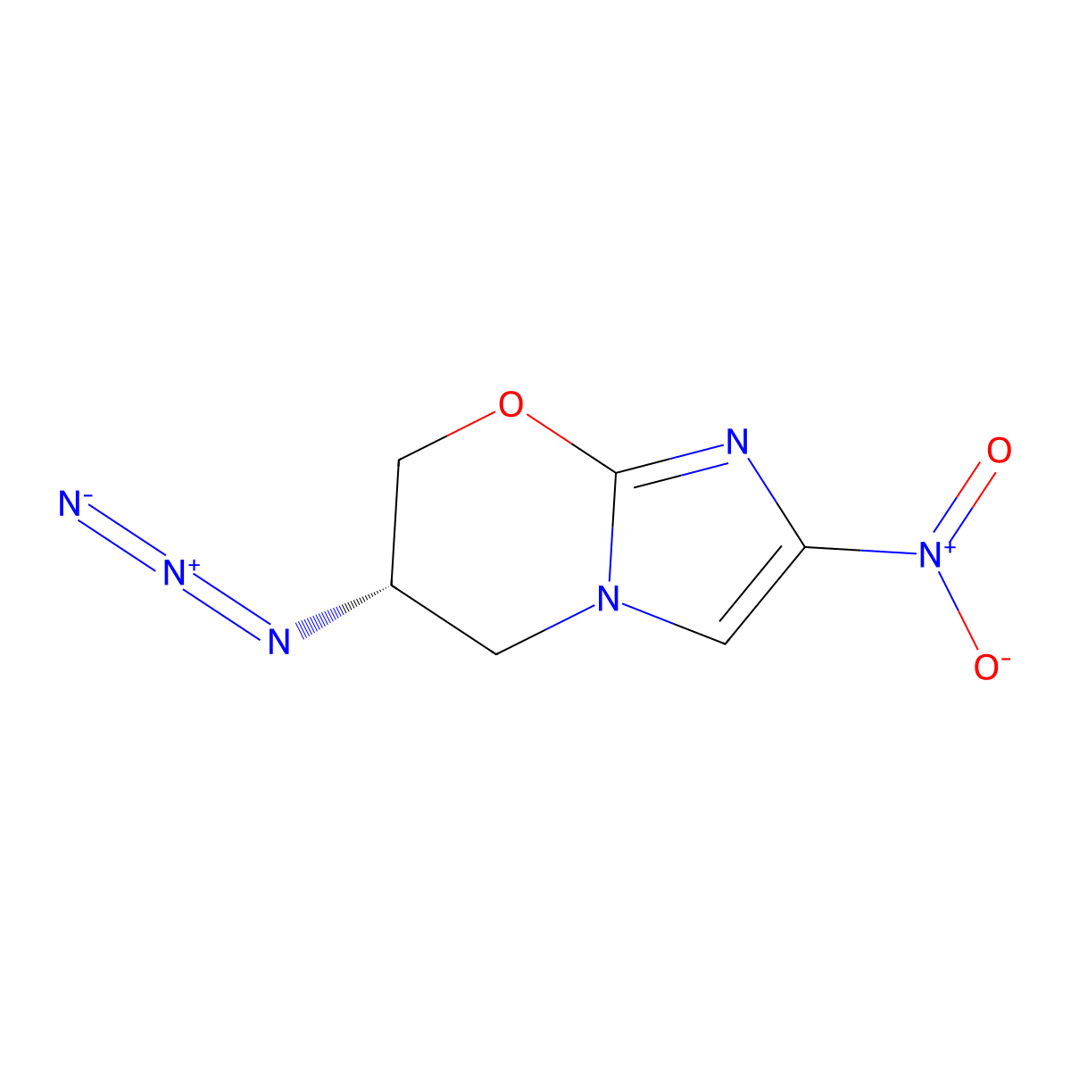 5H-Imidazo[2,1-b][1,3]oxazine, 6-azido-6,7-dihydro-2-nitro-, (6S)- molecular structure, CAS 187235-64-9