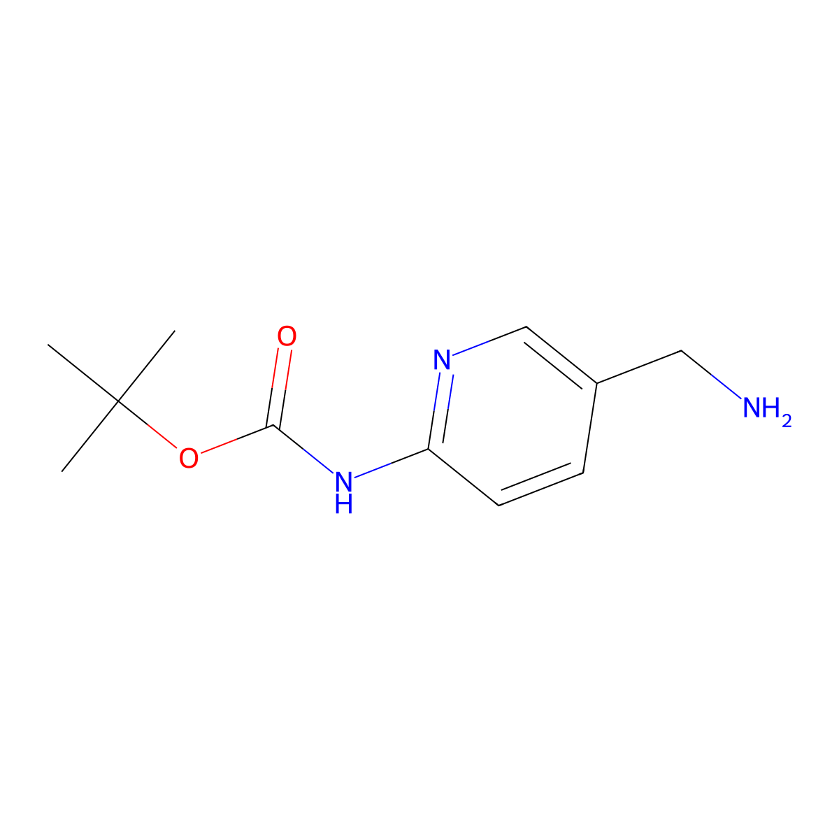 tert-butyl N-(5-(aminomethyl)pyridin-2-yl)carbamate molecular structure, CAS 187237-37-2