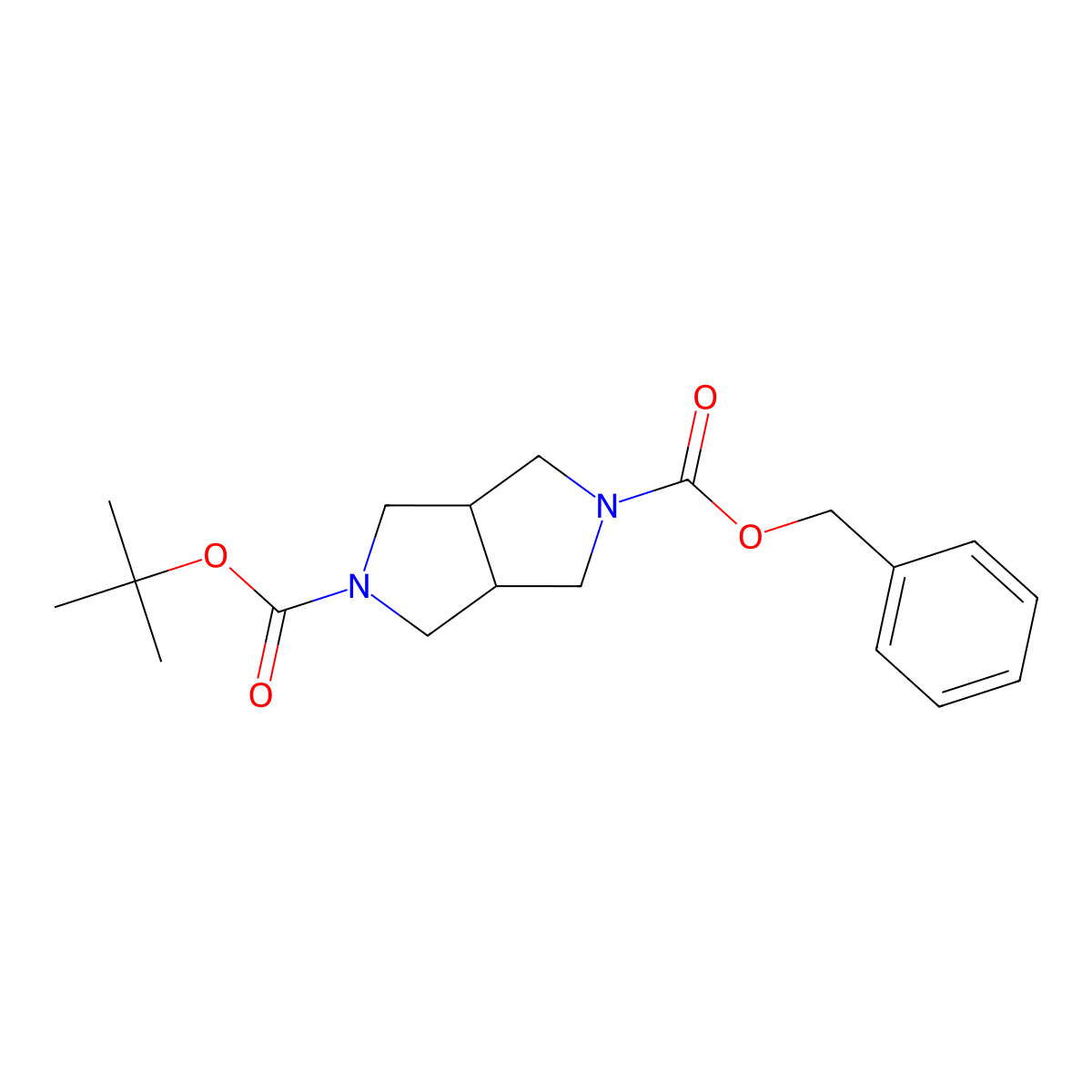 2-Benzyl 5-(tert-butyl) tetrahydropyrrolo[3,4-C]pyrrole-2,5(1H,3H)-dicarboxylate molecular structure, CAS 1872371-80-6