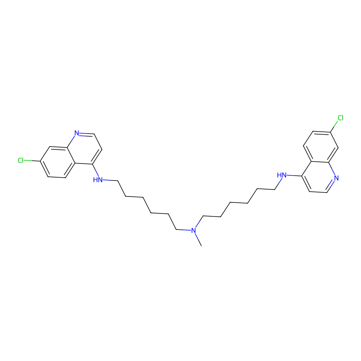 N1-(7-chloroquinolin-4-yl)-N6-(6-((7-chloroquinolin-4-yl)amino)hexyl)-N6-methylhexane-1,6-diamine molecular structure, CAS 1872387-43-3