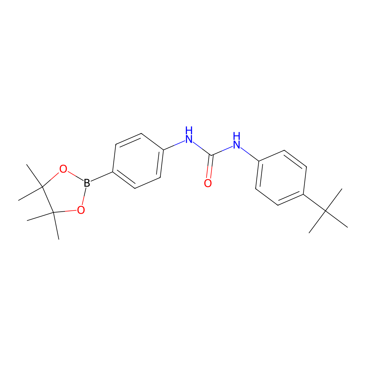 Urea, N-[4-(1,1-dimethylethyl)phenyl]-N'-[4-(4,4,5,5-tetramethyl-1,3,2-dioxaborolan-2-yl)phenyl]- molecular structure, CAS 1872387-85-3