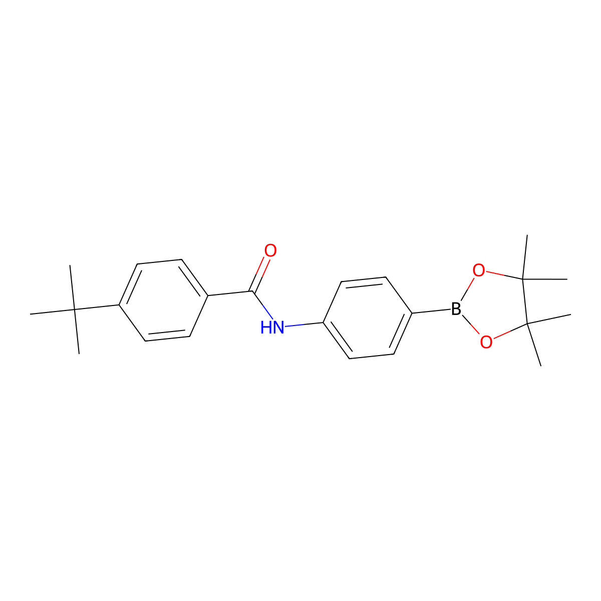4-tert-butyl-N-(4-(4,4,5,5-tetramethyl-1,3,2-dioxaborolan-2-yl)phenyl)benzamide molecular structure, CAS 1872388-26-5