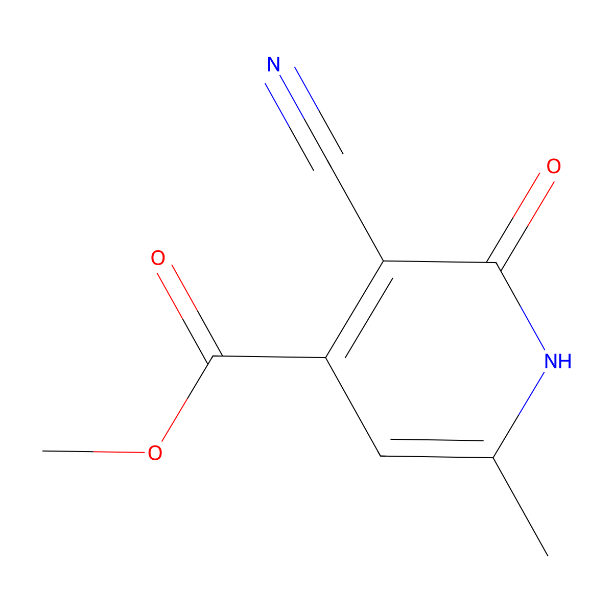 Methyl 3-cyano-6-methyl-2-oxo-1,2-dihydropyridine-4-carboxylate molecular structure, CAS 18724-73-7