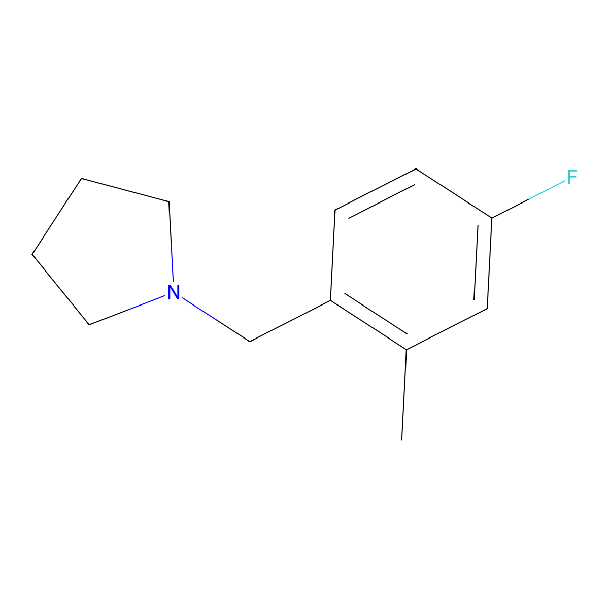1-[(4-Fluoro-2-methylphenyl)methyl]pyrrolidine molecular structure, CAS 1872402-41-9
