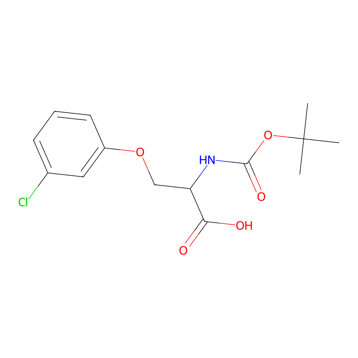 (2R)-3-(3-chlorophenoxy)-2-[(2-methylpropan-2-yl)oxycarbonylamino]propanoic acid molecular structure, CAS 1872445-06-1