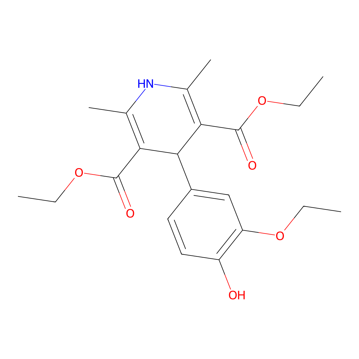 3,5-Diethyl 4-(3-ethoxy-4-hydroxyphenyl)-2,6-dimethyl-1,4-dihydropyridine-3,5-dicarboxylate molecular structure, CAS 187245-31-4