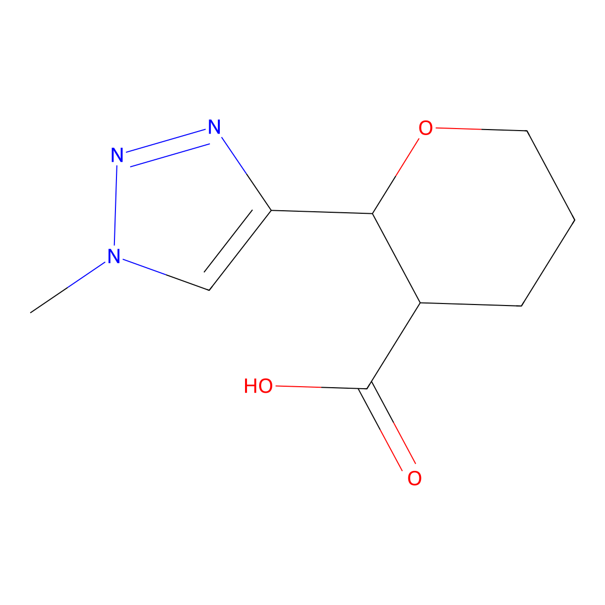 2-(1-methyl-1H-1,2,3-triazol-4-yl)oxane-3-carboxylic acid molecular structure, CAS 1872516-49-8