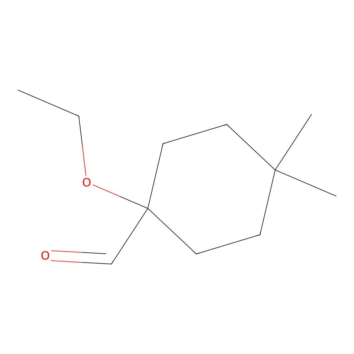 1-Ethoxy-4,4-dimethylcyclohexane-1-carbaldehyde molecular structure, CAS 1872525-57-9