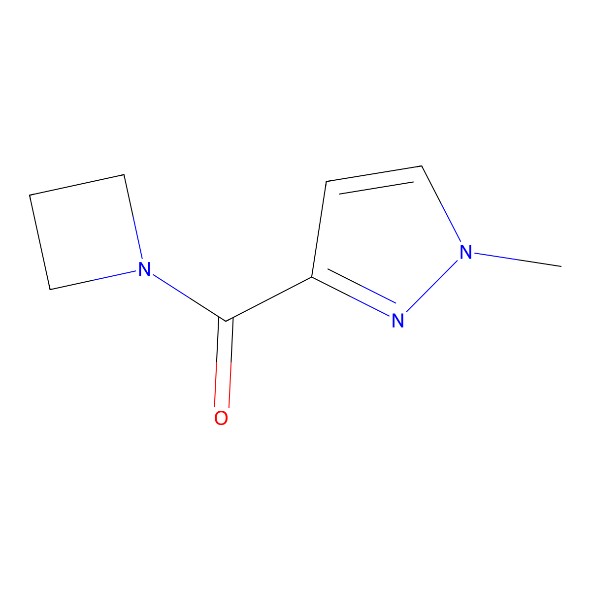 3-(azetidine-1-carbonyl)-1-methyl-1H-pyrazole molecular structure, CAS 1872684-33-7