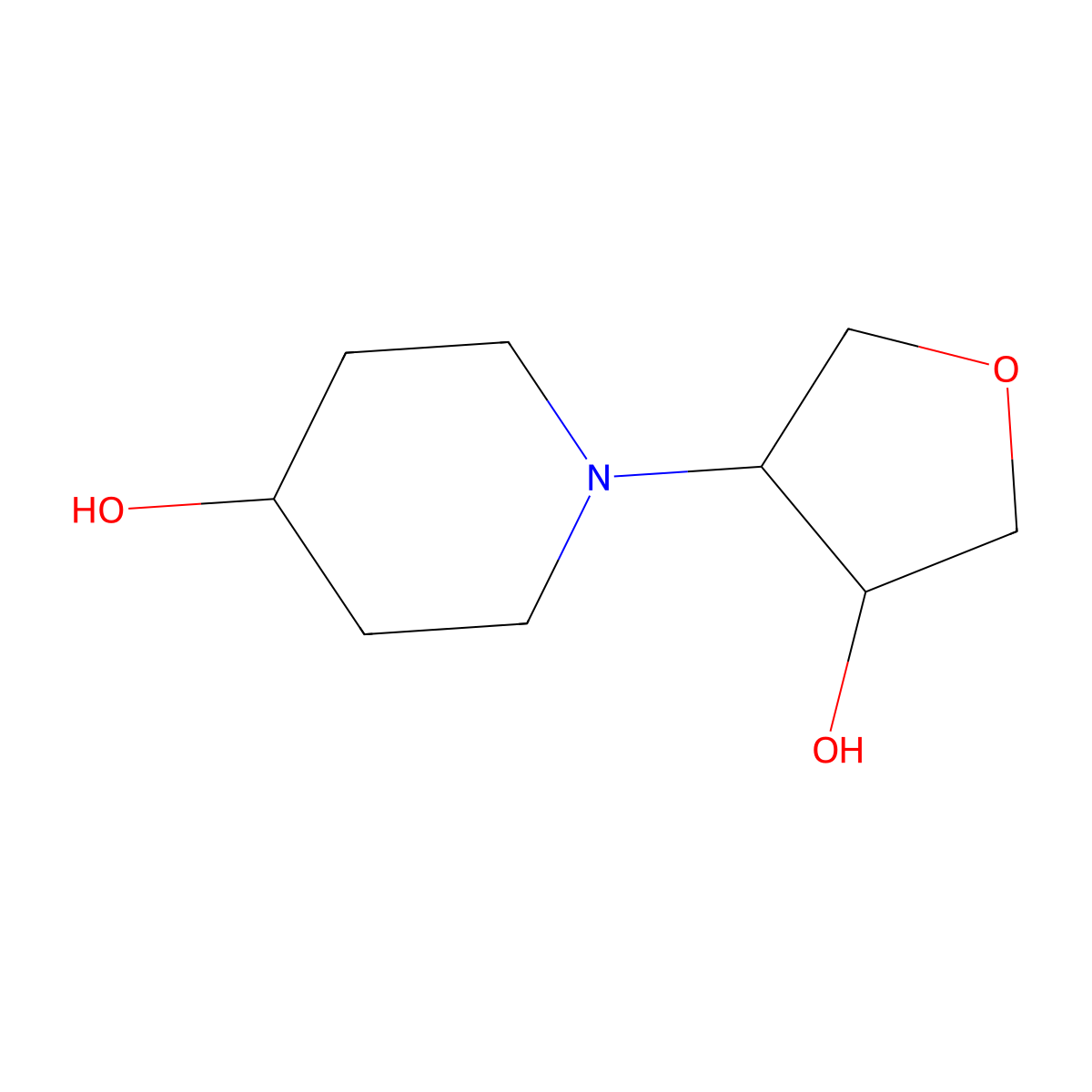 1-(4-Hydroxyoxolan-3-yl)piperidin-4-ol molecular structure, CAS 1872684-92-8