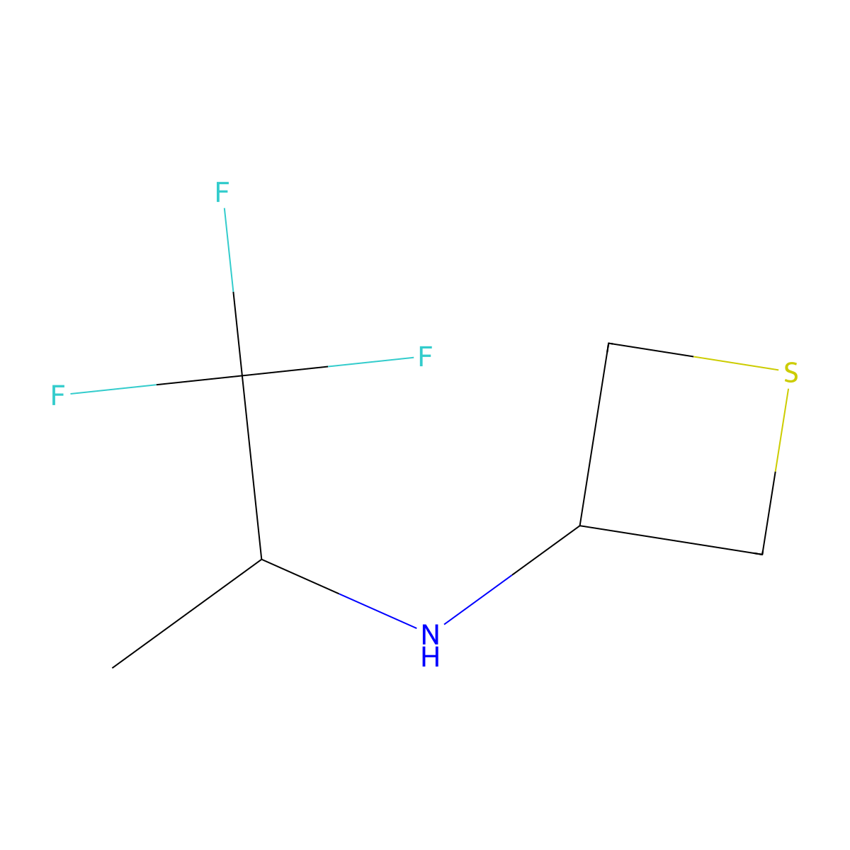 N-(1,1,1-Trifluoropropan-2-yl)thietan-3-amine molecular structure, CAS 1872744-80-3