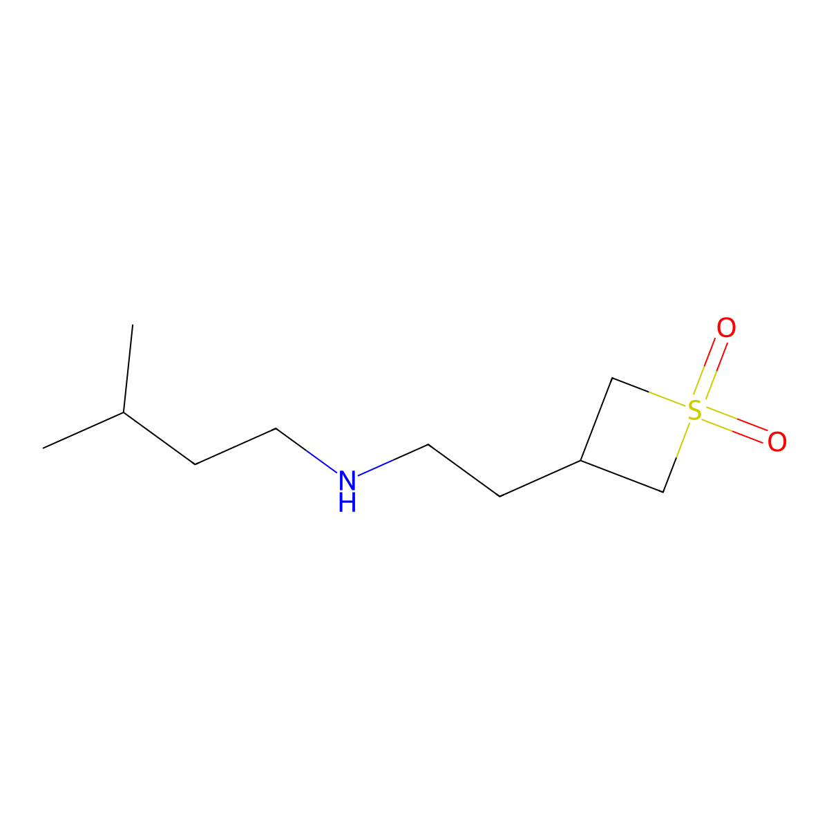 3-(2-(Isopentylamino)ethyl)thietane 1,1-dioxide molecular structure, CAS 1872749-77-3