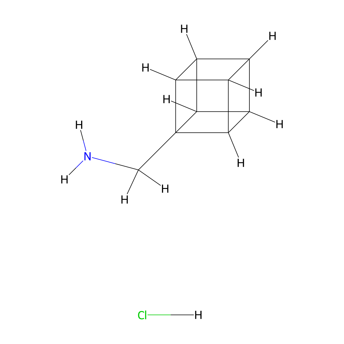 (Cuban-1-yl)methanamine hydrochloride molecular structure, CAS 187275-39-4