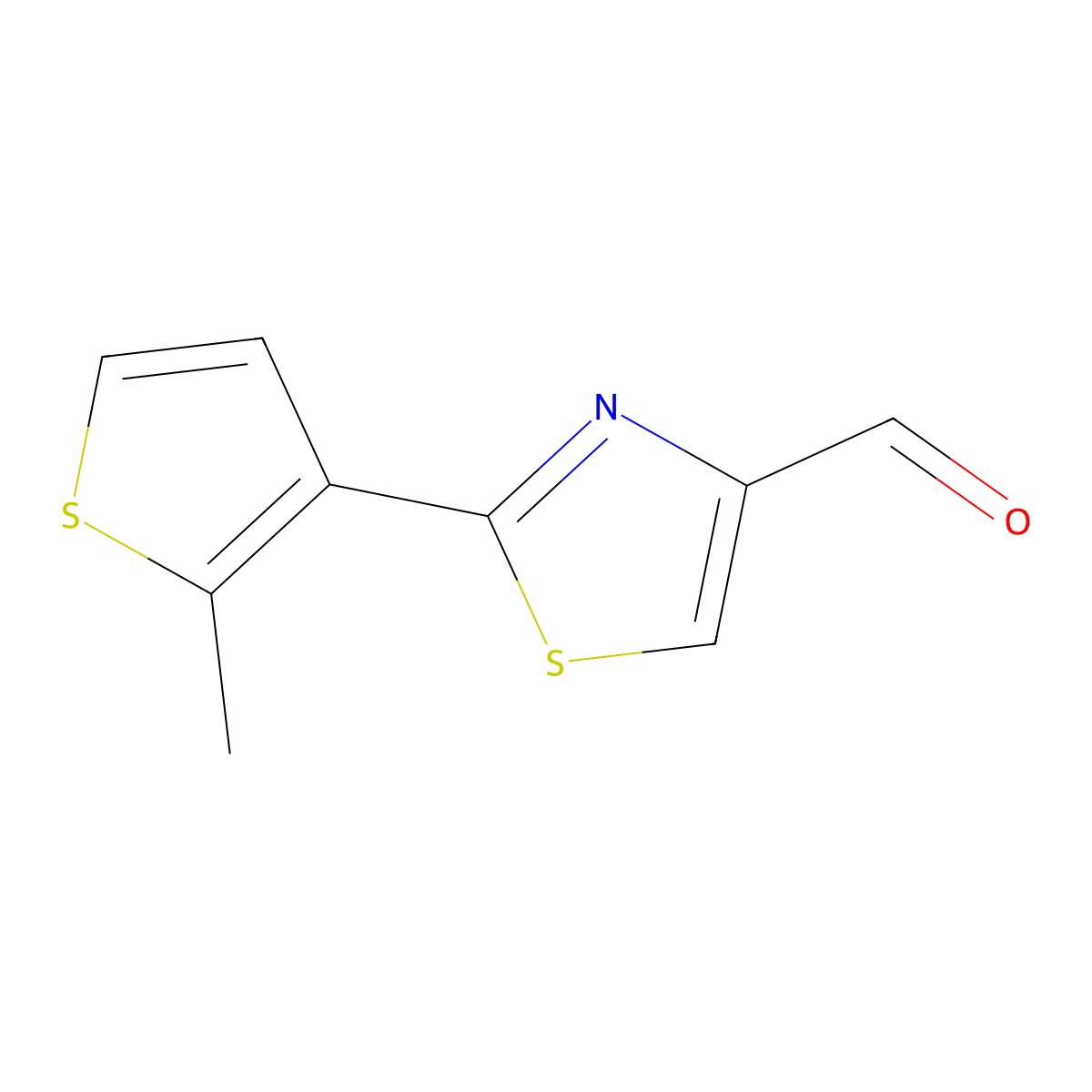 2-(2-Methylthiophen-3-yl)thiazole-4-carbaldehyde molecular structure, CAS 1872770-80-3