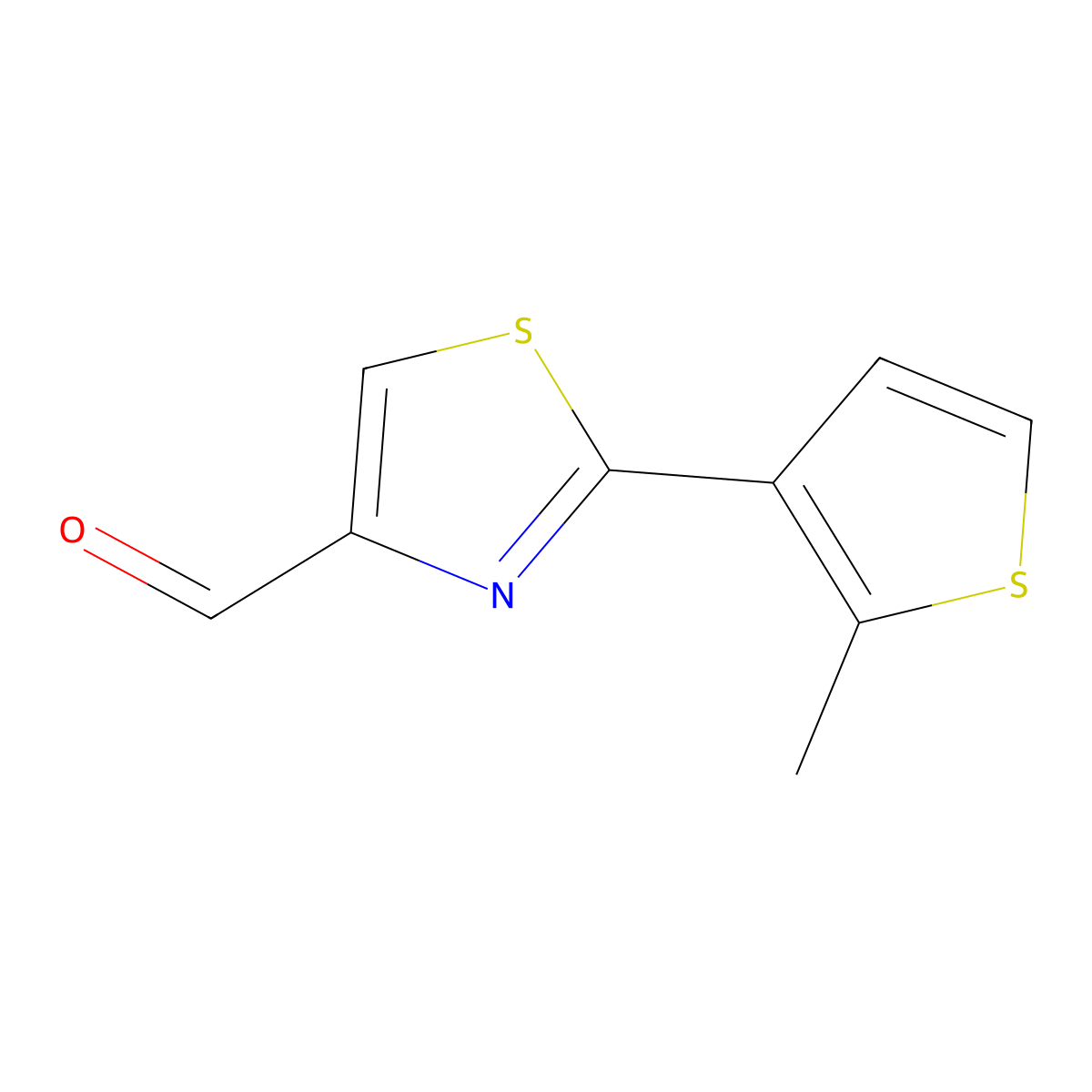 2-(2-Methylthiophen-3-yl)thiazole-4-carbaldehyde molecular structure, CAS 1872770-80-3