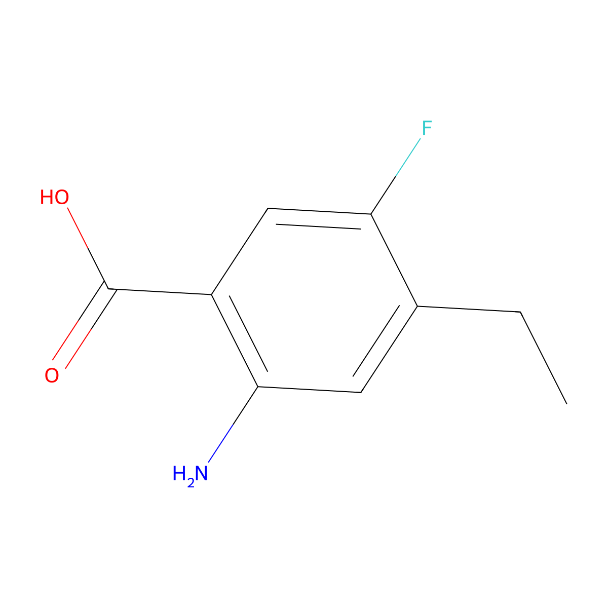 2-Amino-4-ethyl-5-fluorobenzoic acid molecular structure, CAS 1872772-33-2