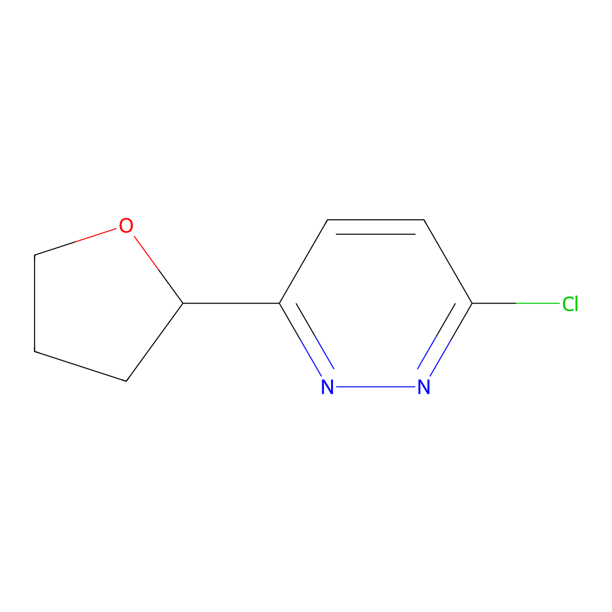 3-Chloro-6-(oxolan-2-yl)pyridazine molecular structure, CAS 1872790-45-8