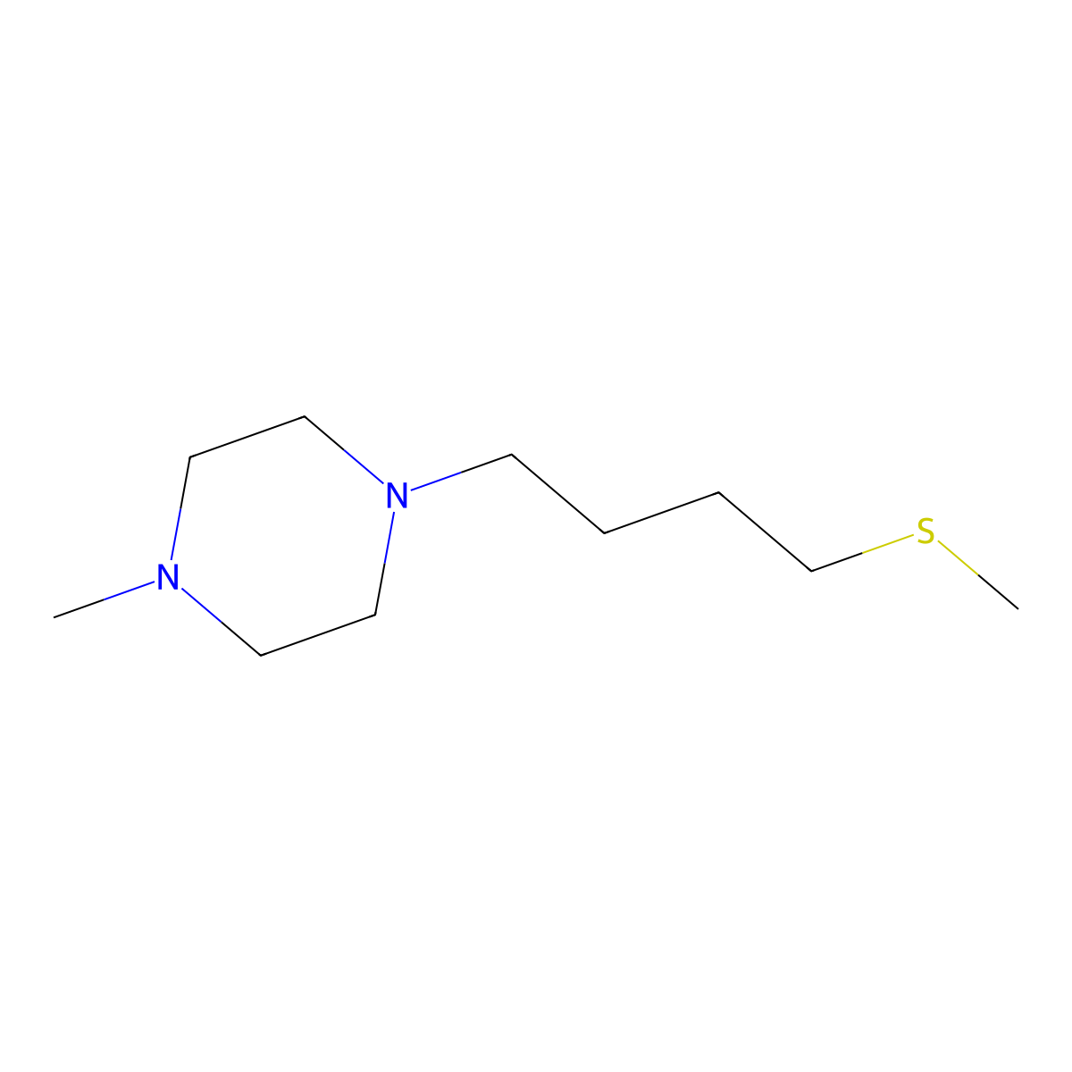 1-Methyl-4-(4-(methylsulfanyl)butyl)piperazine molecular structure, CAS 1872790-60-7