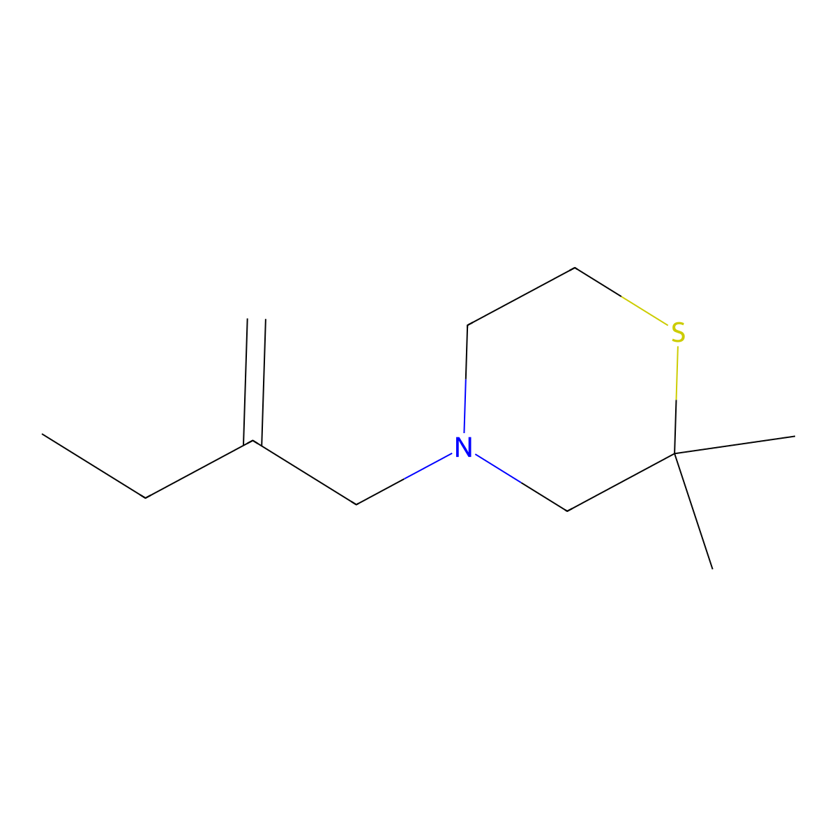 2,2-Dimethyl-4-(2-methylidenebutyl)thiomorpholine molecular structure, CAS 1872803-33-2