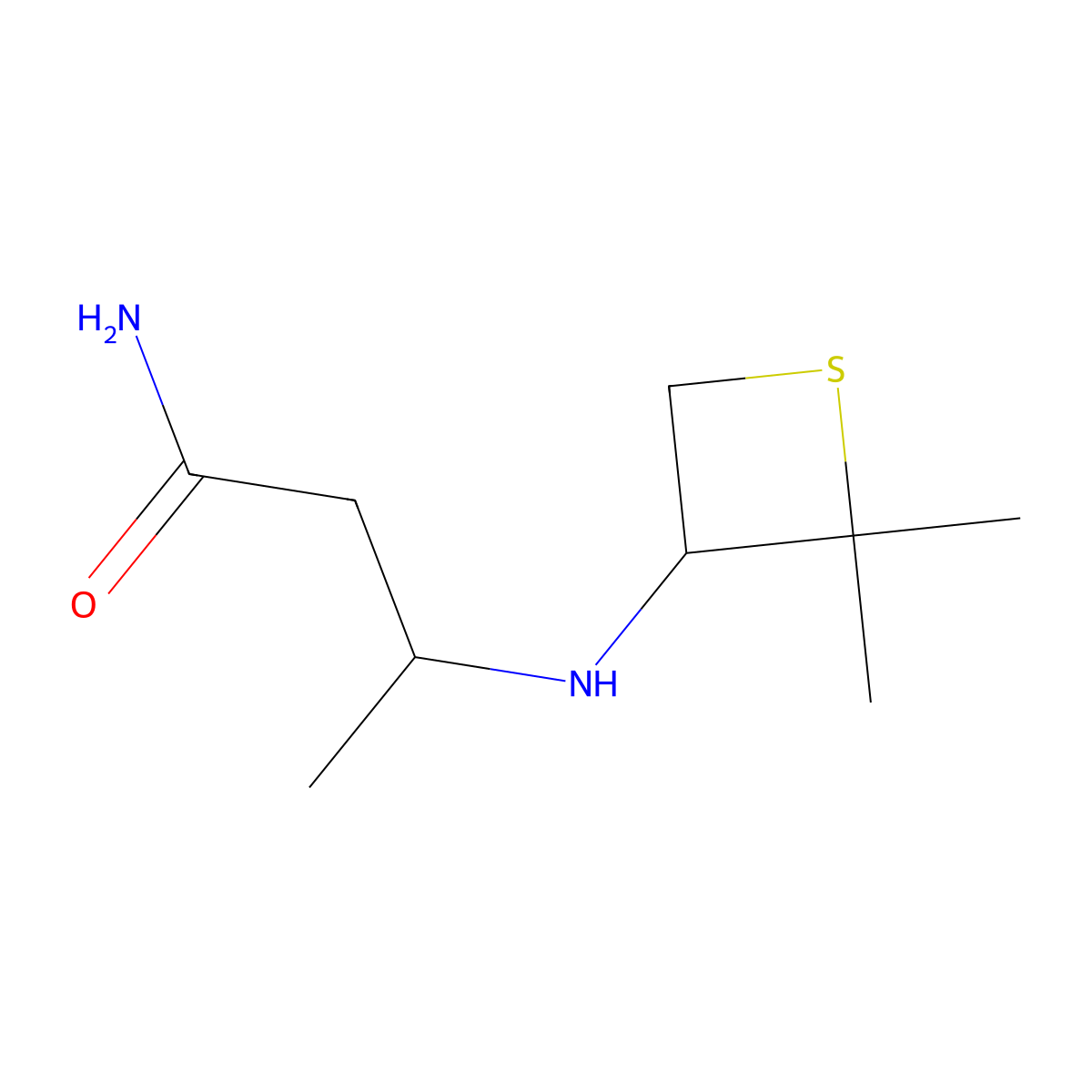 3-((2,2-Dimethylthietan-3-yl)amino)butanamide molecular structure, CAS 1872827-14-9