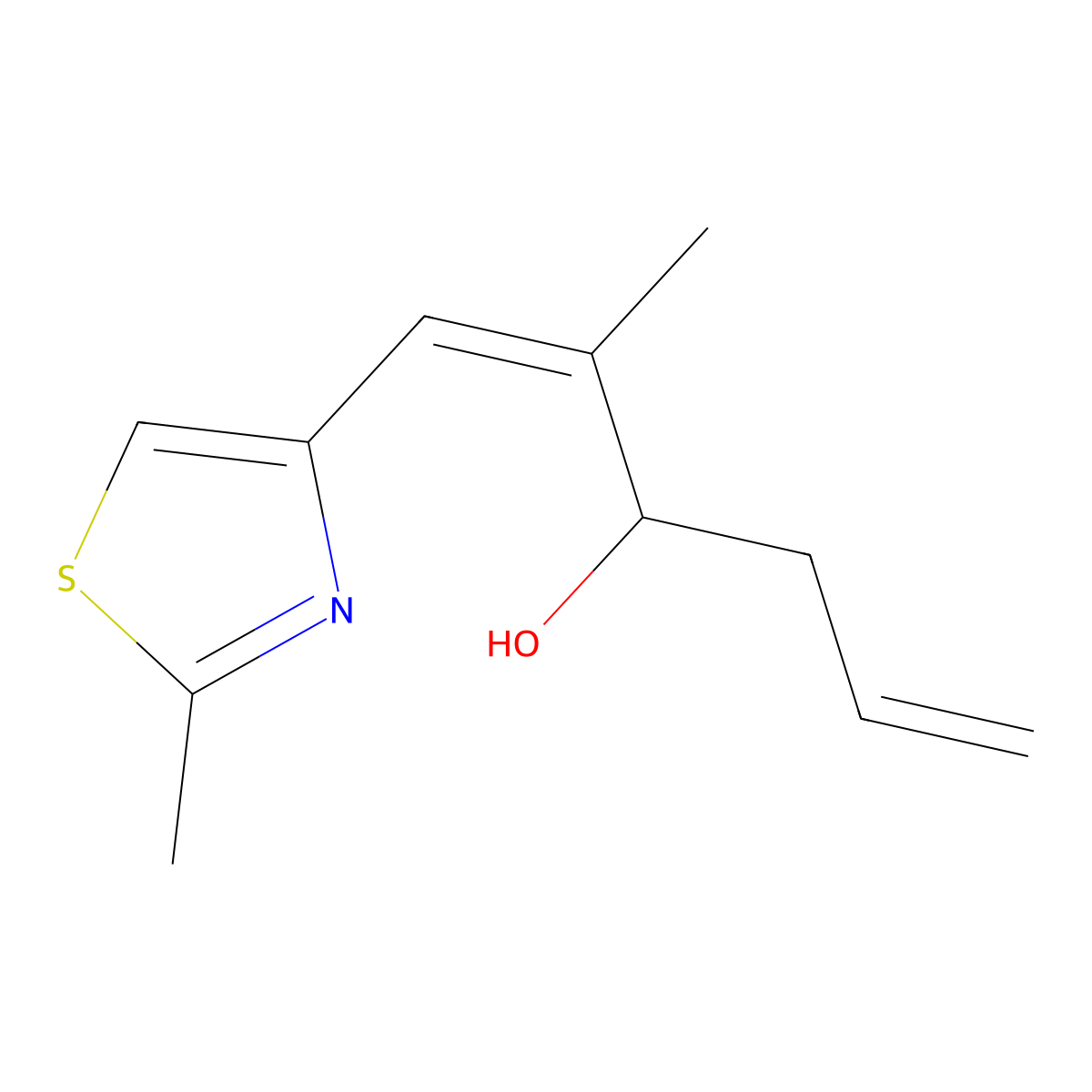 (3S)-2-Methyl-1-(2-methyl-1,3-thiazol-4-yl)hexa-1,5-dien-3-ol molecular structure, CAS 187283-46-1