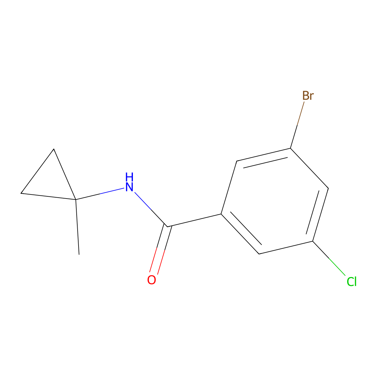 3-Bromo-5-chloro-N-(1-methylcyclopropyl)benzamide molecular structure, CAS 1872898-88-8