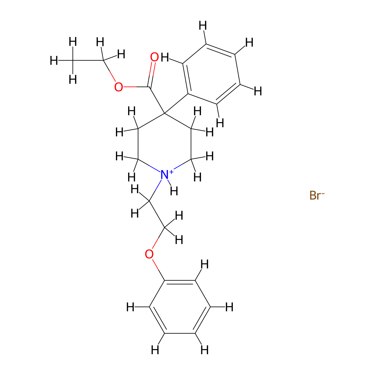 Isonipecotic acid, 1-(2-phenoxyethyl)-4-phenyl-, ethyl ester, hydrobromide molecular structure, CAS 18729-31-2