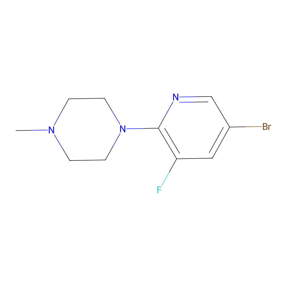 1-(5-Bromo-3-fluoropyridin-2-yl)-4-methylpiperazine molecular structure, CAS 1872912-07-6