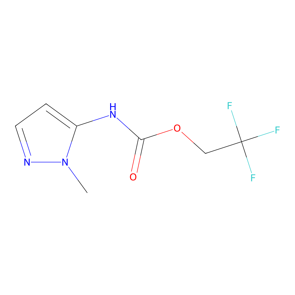 2,2,2-trifluoroethyl N-(1-methyl-1H-pyrazol-5-yl)carbamate molecular structure, CAS 1872916-31-8