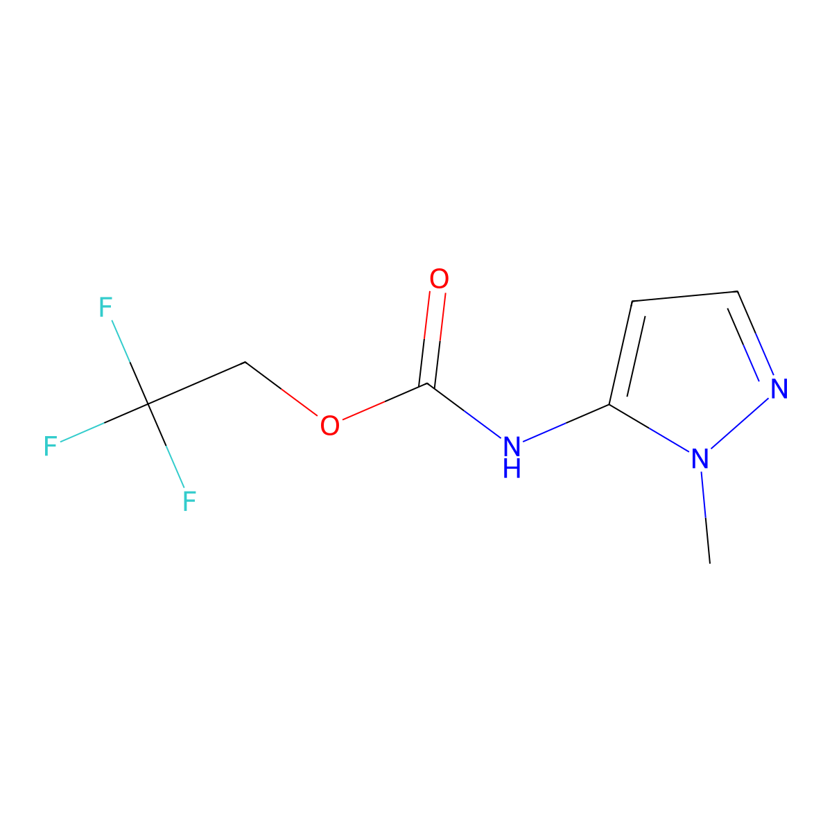 2,2,2-trifluoroethyl N-(1-methyl-1H-pyrazol-5-yl)carbamate molecular structure, CAS 1872916-31-8