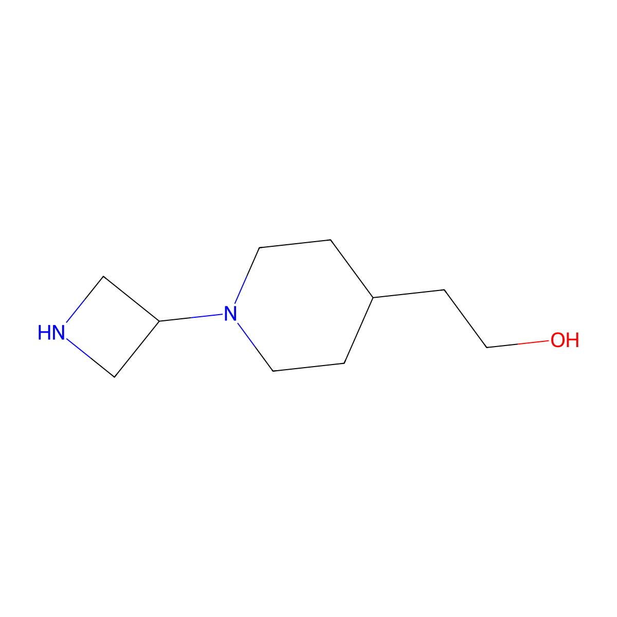2-[1-(Azetidin-3-yl)piperidin-4-yl]ethan-1-ol molecular structure, CAS 1872952-41-4